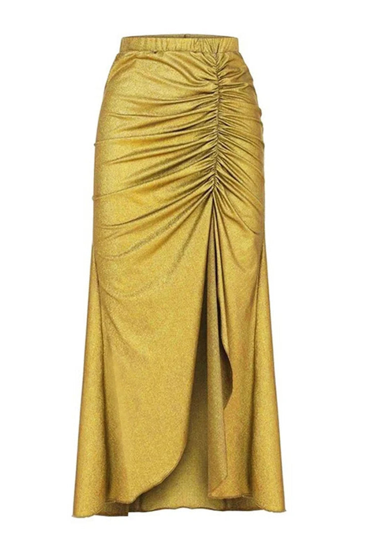 Mustard yellow ruched cover up skirt