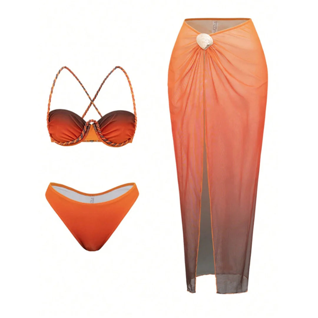 Orange bikini set with matching sarong 