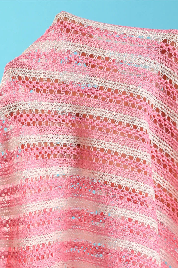 Pink and white striped knitted fabric