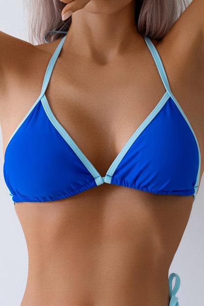 Blue Halter Strings Bikini Set – Sporty Brazilian Swimwear