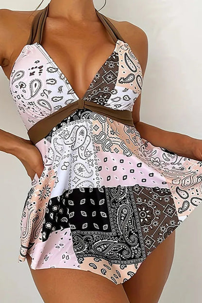Vintage Floral Tankini Set –  Summer Two-Piece Swimsuit