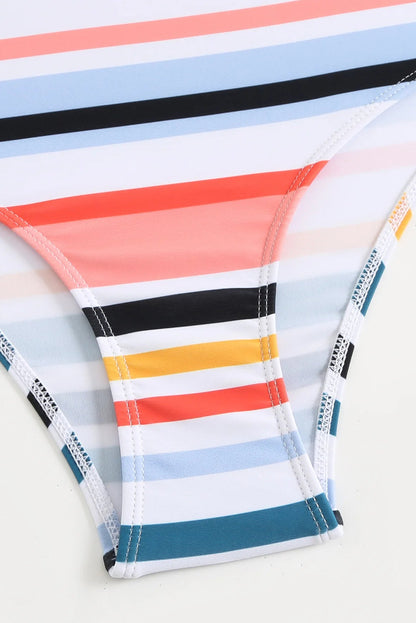 Striped Tankini Set – Two-Piece High Waisted Swimsuit for Women