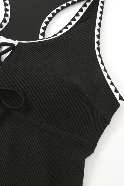 Stylish Print Tankini with Racerback Top & Swim Shorts