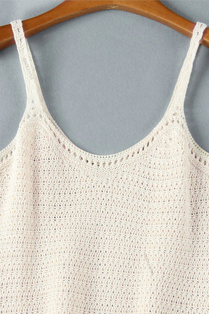 Chic Crochet Halter V-Neck Ruffle Knit Mini Dress – Comfy Beach Swimsuit Cover-Up