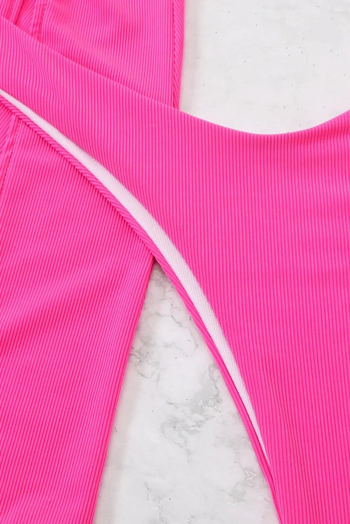 3-Piece Ribbed Swimwear with Skirt Coverup - Pink