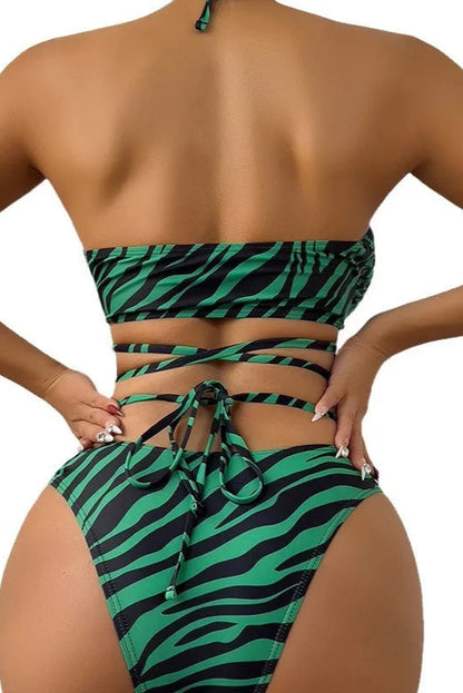 Zebra Print 3-Piece Micro Bikini Set – String Bikini with Low-Waist Skirt Swimsuit