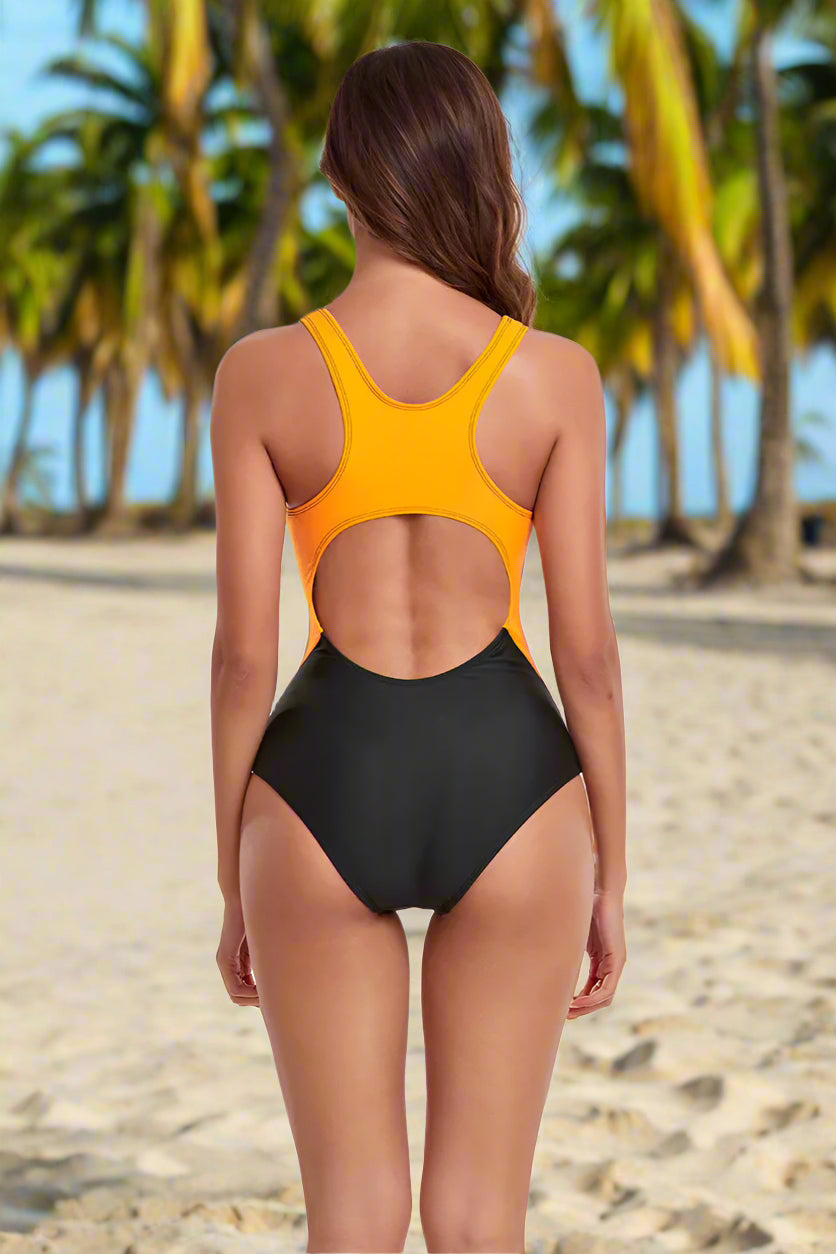 Backless Athletic Swimsuit – One-Piece Sporty Swimwear for Active Days