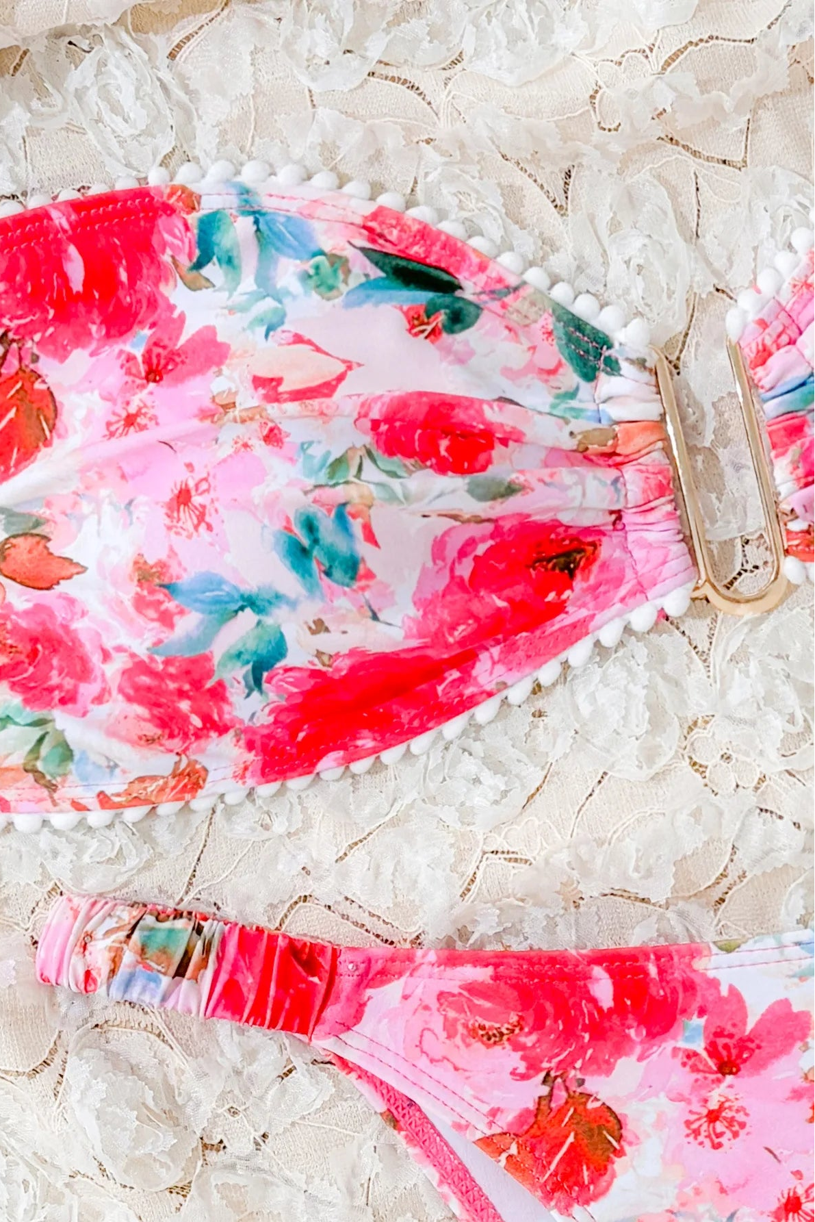 Bandeau Micro Bikini Set – Floral Thong Two-Piece Swimwear