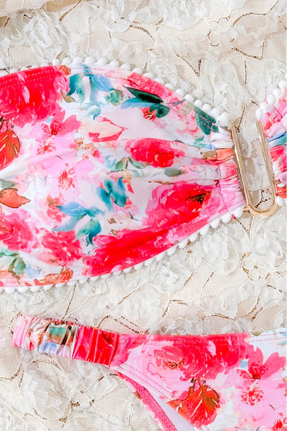 Bandeau Micro Bikini Set – Floral Thong Two-Piece Swimwear
