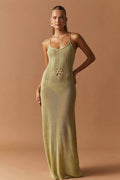 Floral Cut-Out Backless Beach Maxi Dress | Knitted Style
