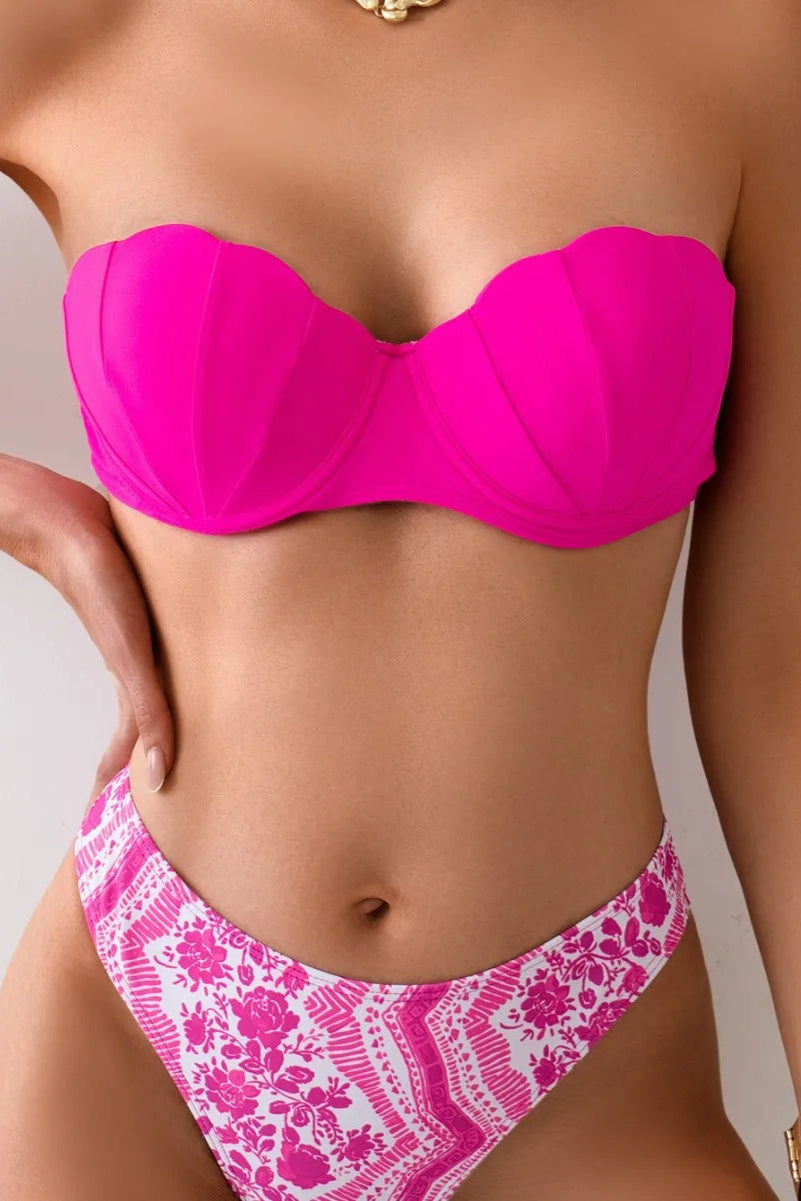 Bold Print Thong Bikini – High-Waisted Two-Piece Swimsuit