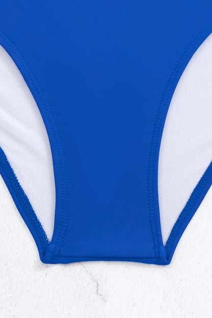 Sporty Blue & Black One-Piece Swimsuit – Surf & Swim Bathing Suit