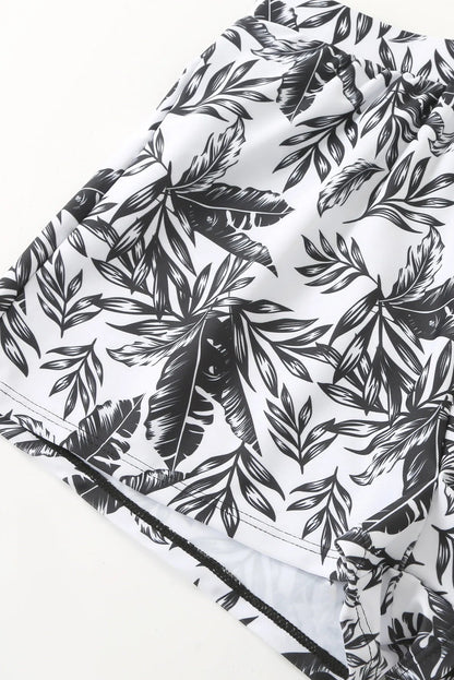 Stylish Print Tankini with Racerback Top & Swim Shorts