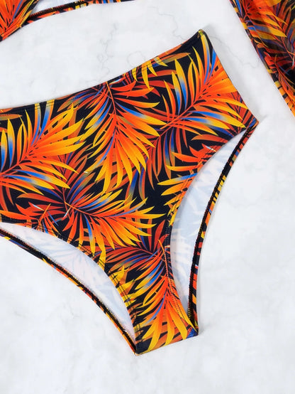 3-Piece Off Shoulder Bikini Set – High Waist Bandeau Swimsuit
