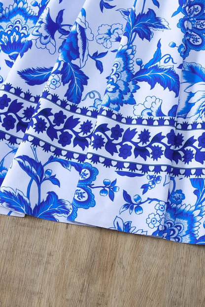 Floral Print Deep V Tankini Set - Vintage High Waist Two-Piece Swimsuit