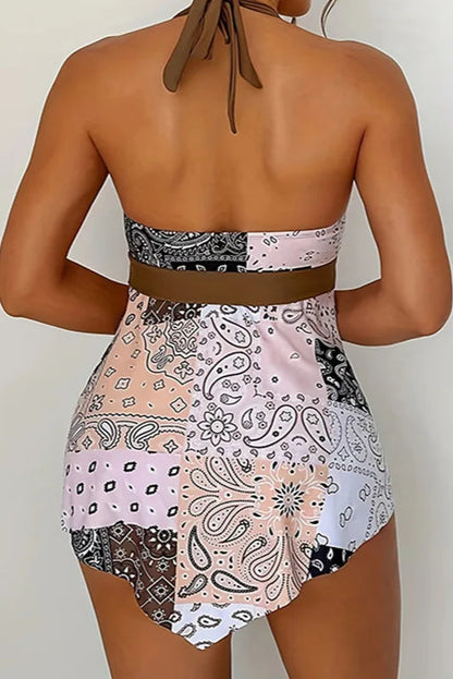 Vintage Floral Tankini Set –  Summer Two-Piece Swimsuit