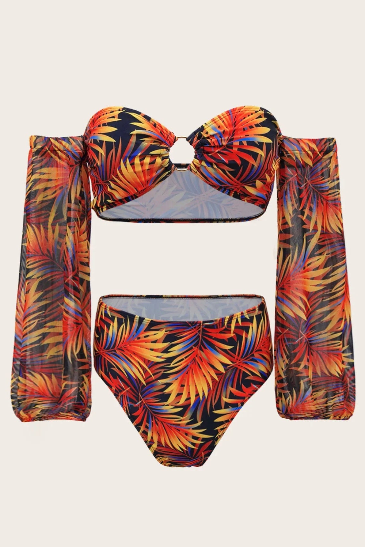 3-Piece Off Shoulder Bikini Set – High Waist Bandeau Swimsuit