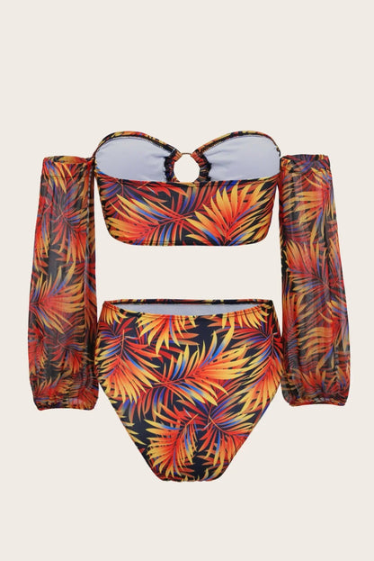 3-Piece Off Shoulder Bikini Set – High Waist Bandeau Swimsuit