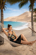 Sexy Multicolor Patch Crochet Hollow Out Beach Tunic Cover Up