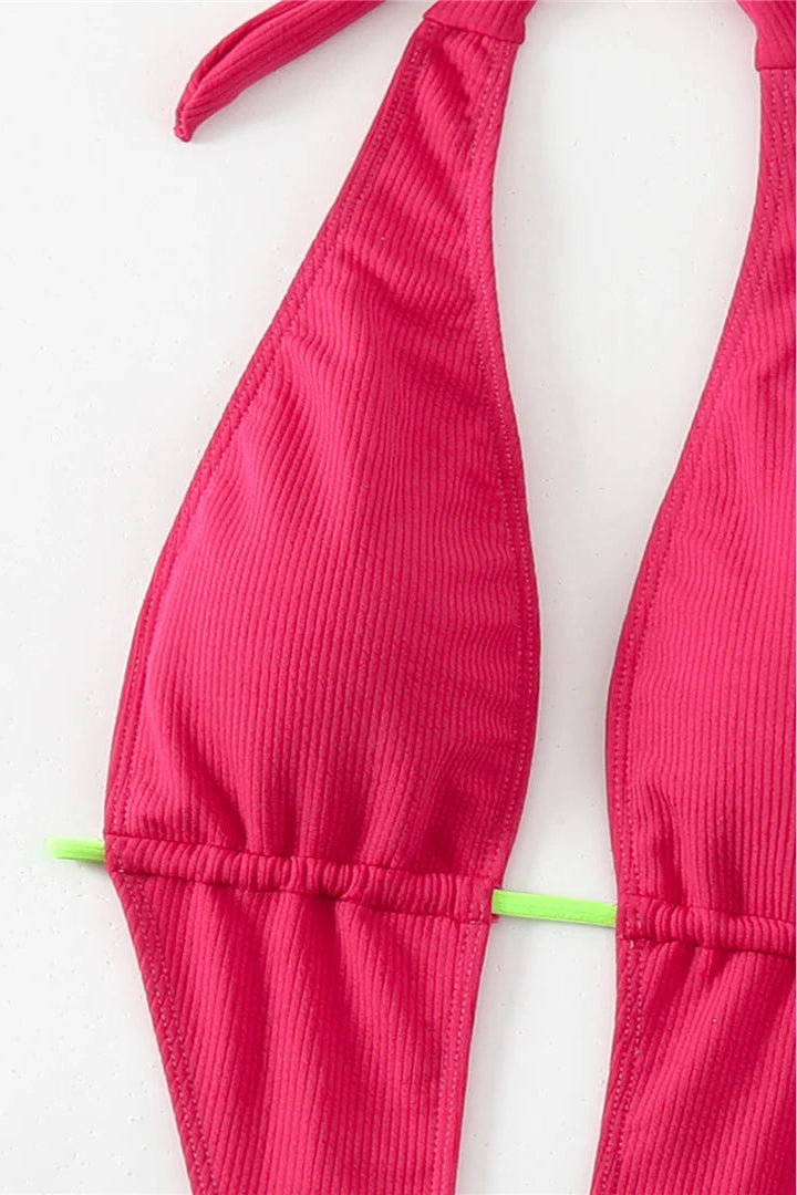 Sexy bikinis for women Deep V High Cut Wrap One Piece Swimsuit