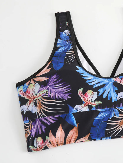 Floral Tankini Swimsuit with High Waist Shorts – Beach & Pool Swimwear Set