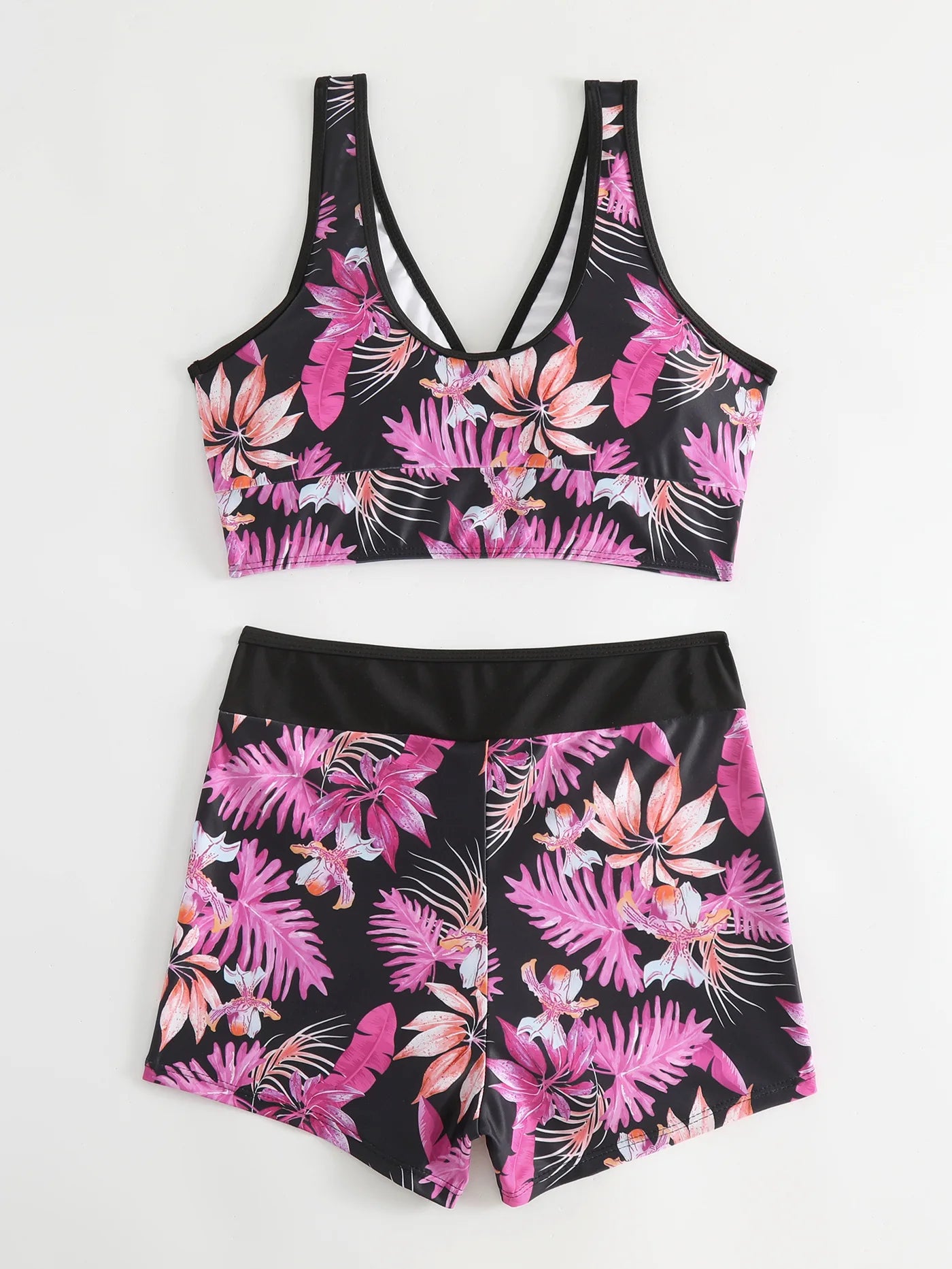 Floral Tankini Swimsuit with High Waist Shorts – Beach & Pool Swimwear Set