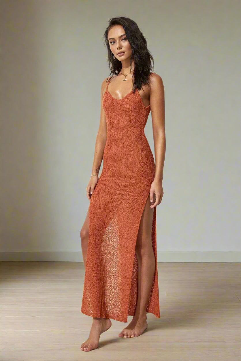 Sleeveless Beach Maxi Dress with Slit