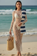 Solid Bikini Set with Hollow Out Cover Up - White