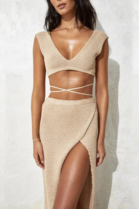 Stylish cover up Two-Piece Knit Cover-Up Maxi Dress