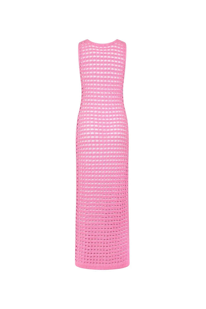Stylish solid pink Crochet style key holes knit cover-up 