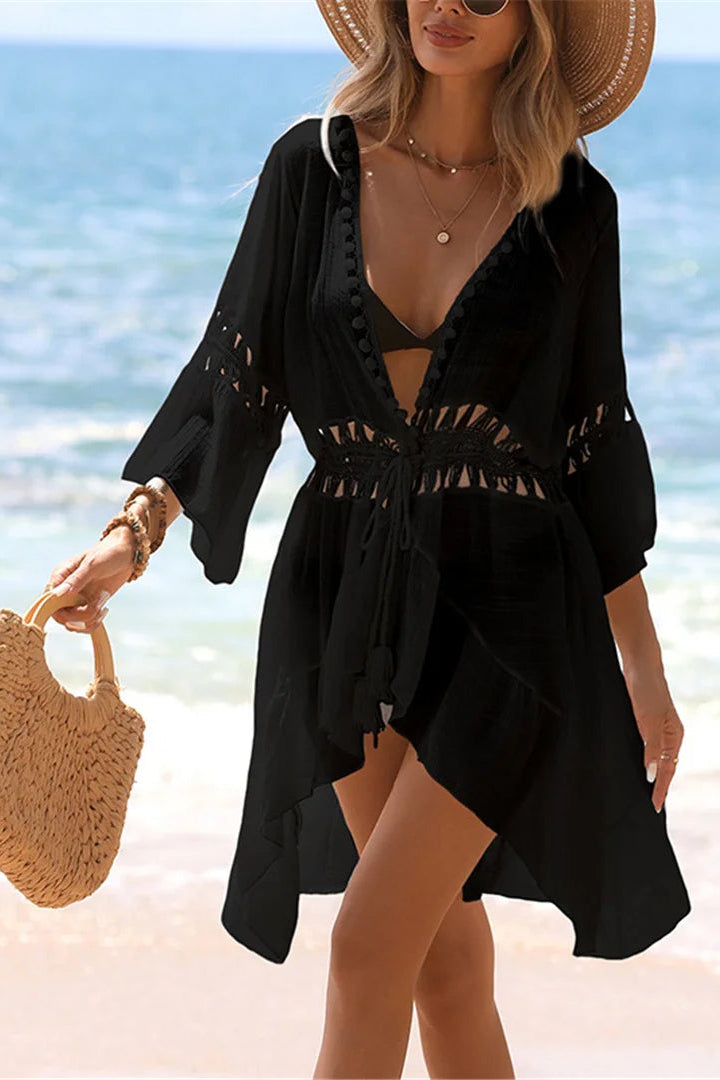 Textured knit weave ensures excellent airflow and subtle stretch in lightweight cover up