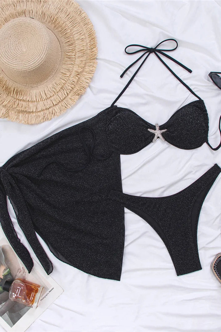 Trendy low-rise bikini bottoms create a sleek, figure-enhancing silhouette perfect for poolside lounging and vacations.