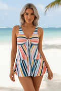 Two-Piece Striped Tankini – High Waist Swimsuit