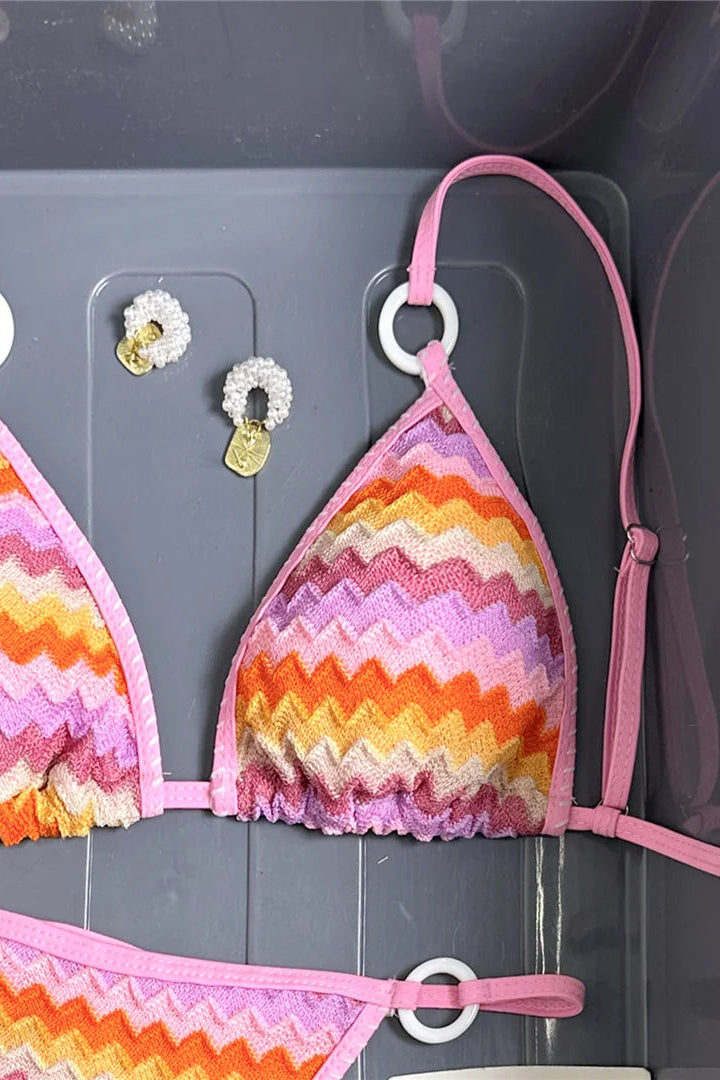 Wire-free bikini top with padding, crafted from polyester and elastane for stretch, durability, and quick-drying comfort.