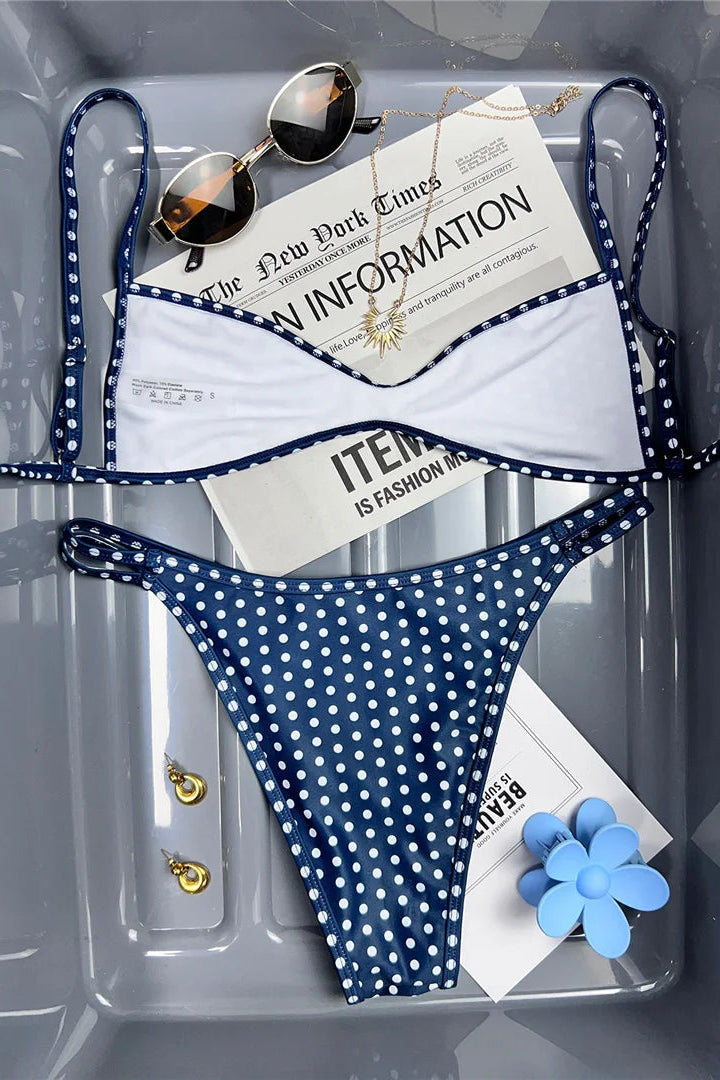 Wire-free non padded polka dot bikini top