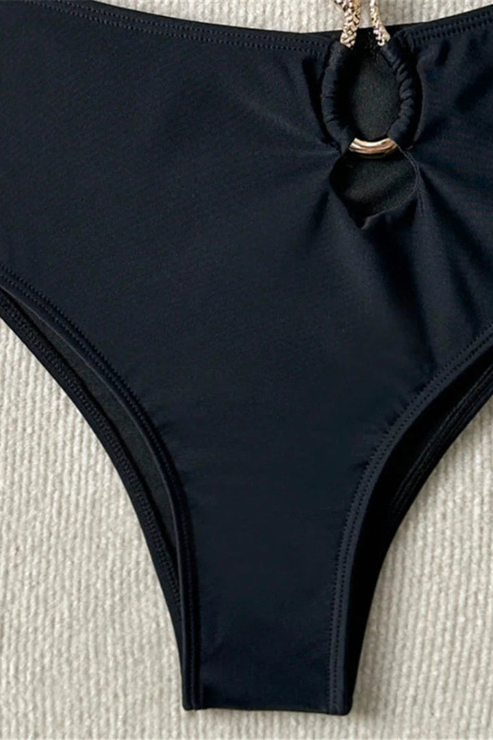 Women’s bikini Bandeau Metal Ring High Waist Bikini Set for Women