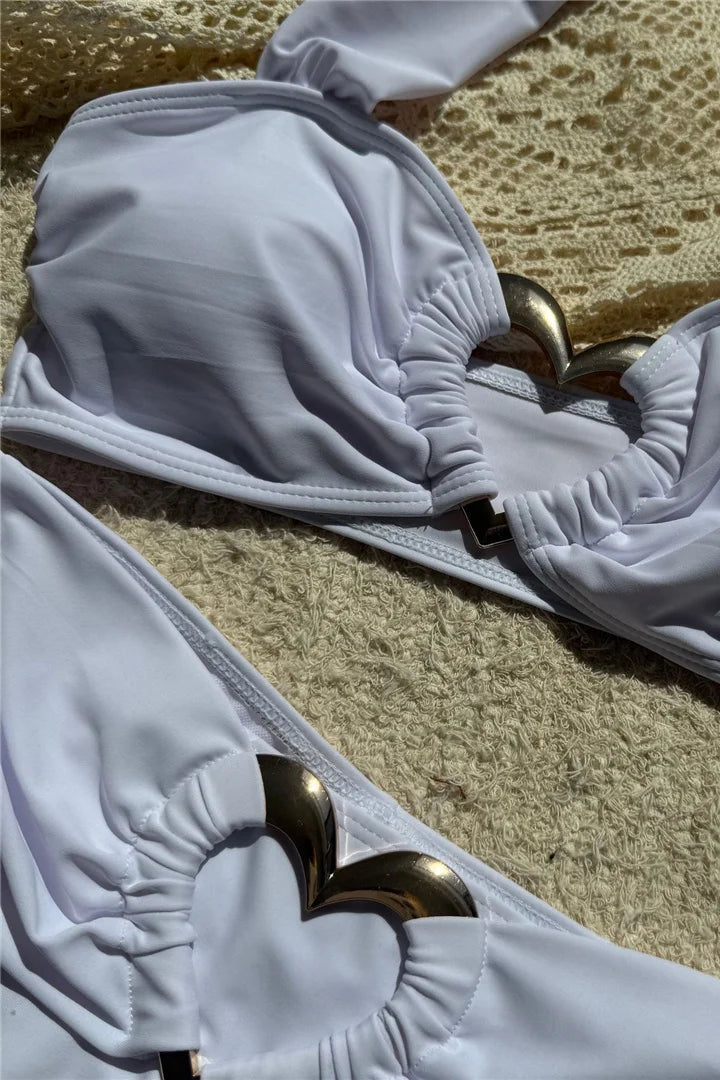 Women’s bikini Solid Color Halter Scrunch Butt High Waist Bikini Set