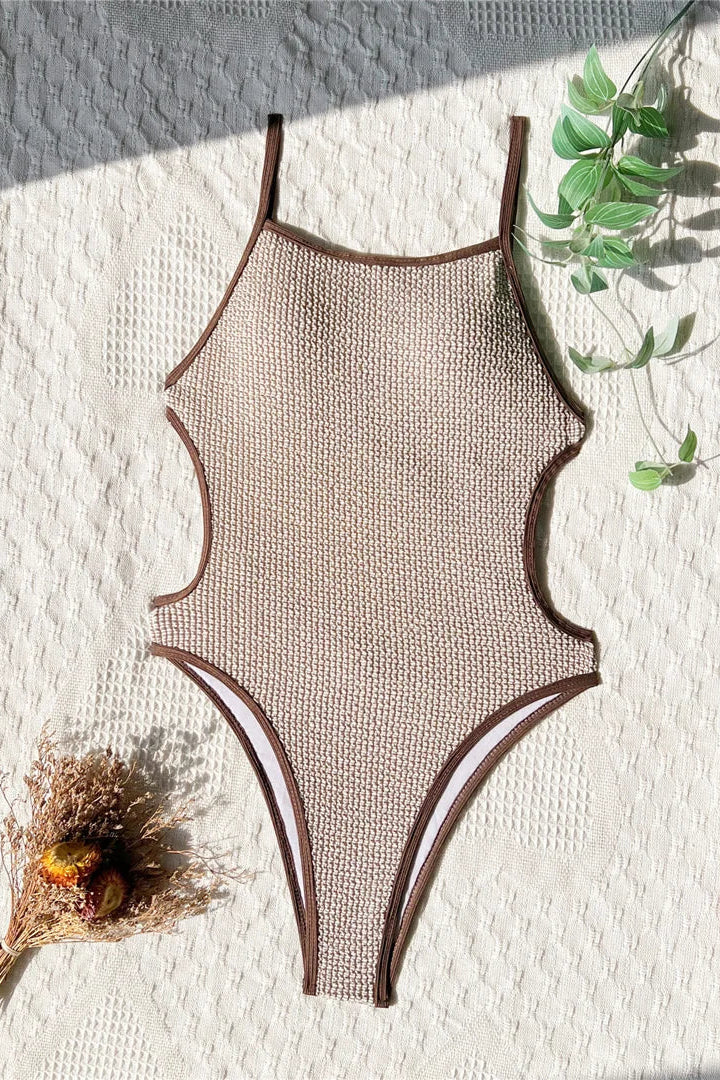 Wrinkled Cut Out Women's One Piece