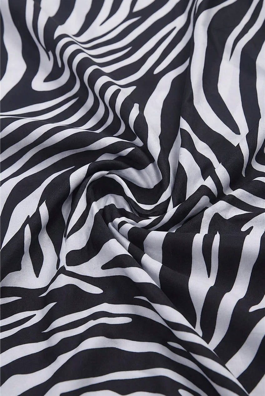 Zebra print kaftan cover up close up