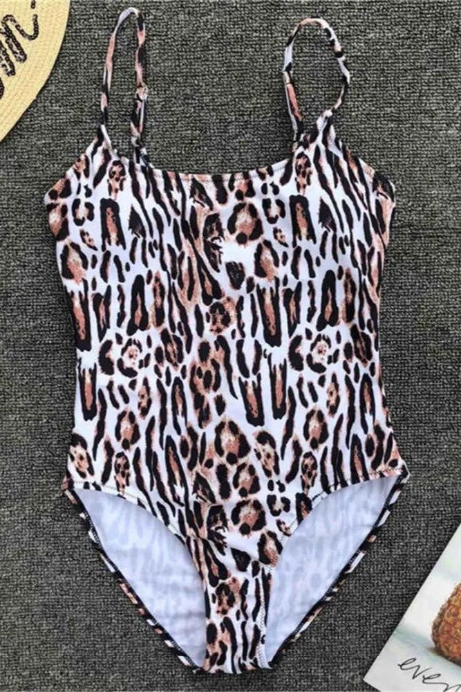 beach bikini One Piece Leopard Print Swimsuit