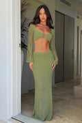 green Crochet Set – Tie Top & Skirt Cover-Up 