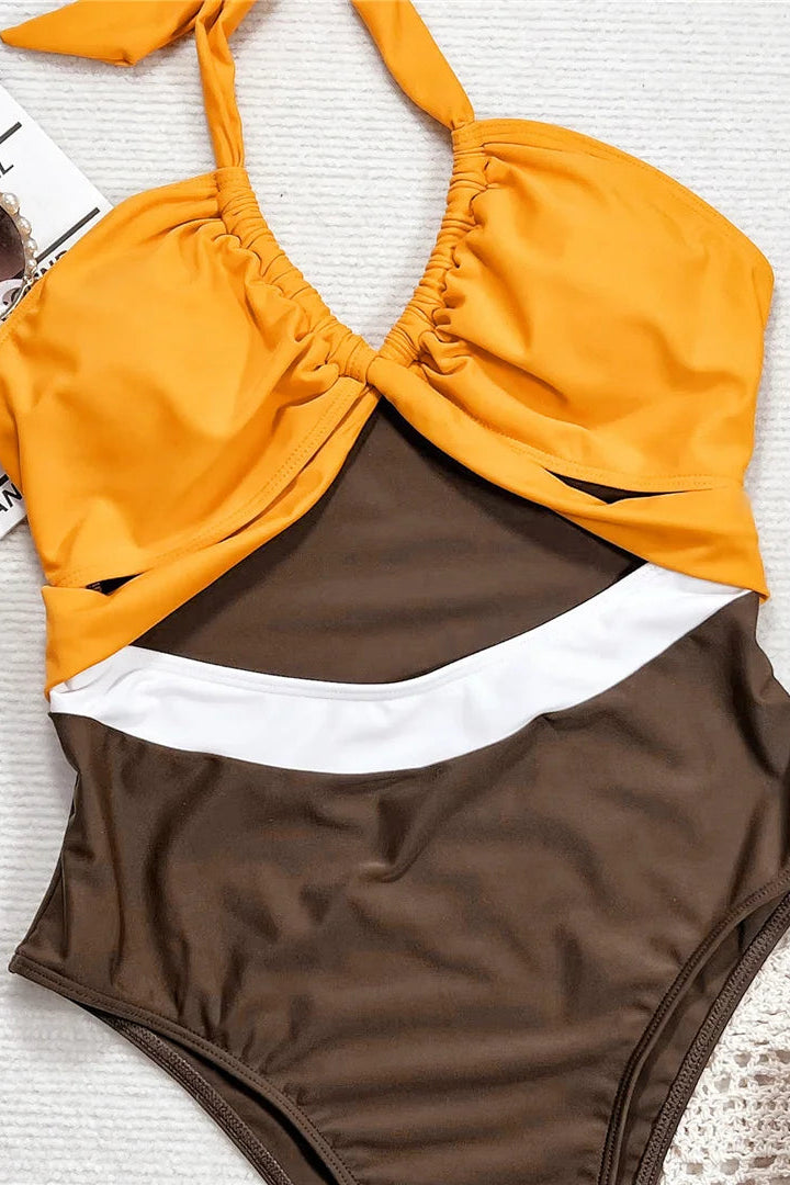 shop now  Padded Halter Monokini One Piece Swimsuit