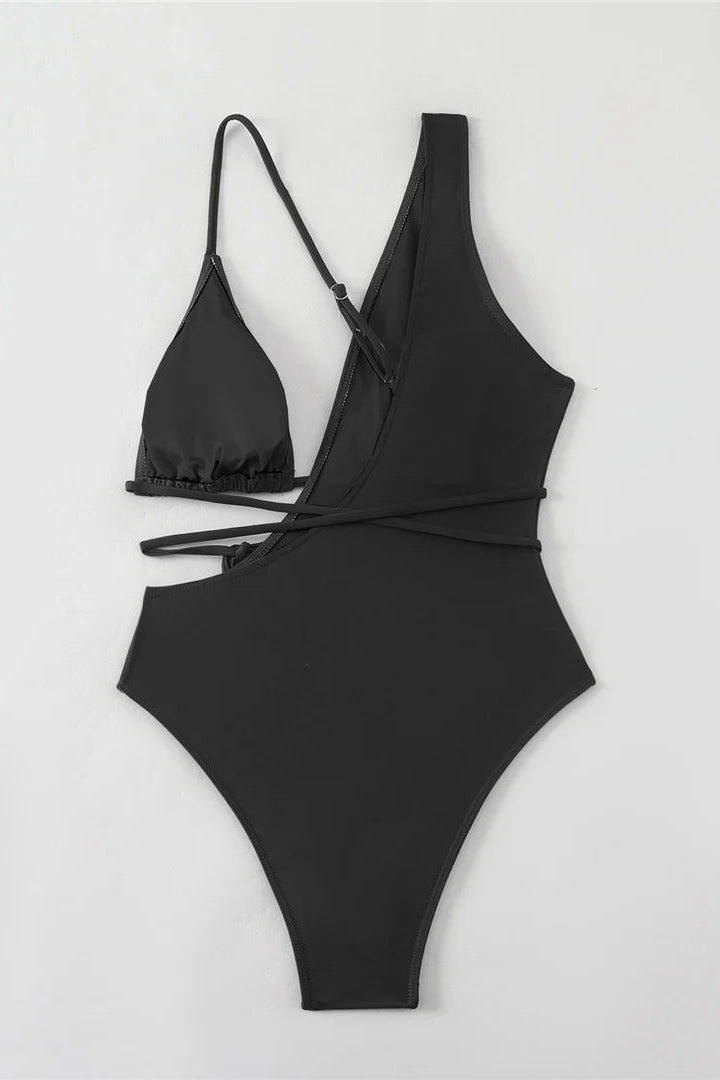 shop now Sexy High Leg Asymmetric One Piece Swimsuit