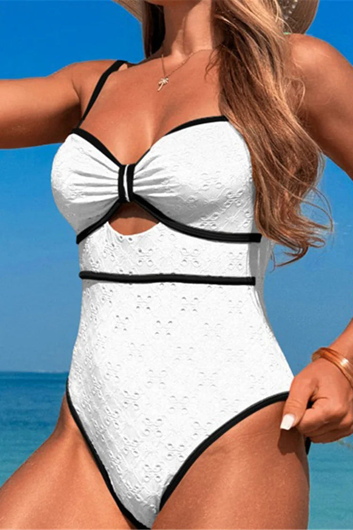  white Sexy Cut Out One Piece Swimwear